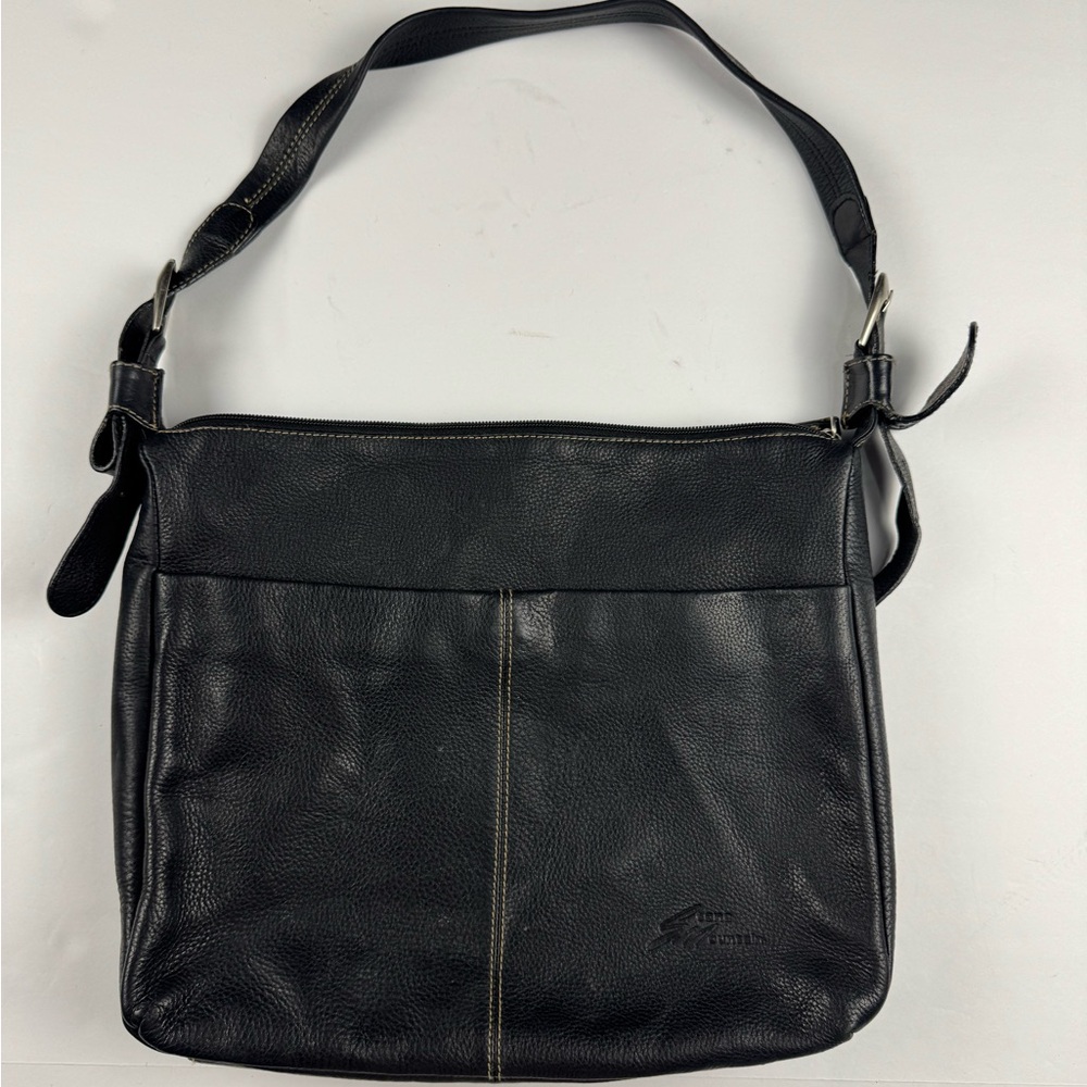 Stone Mountain Black pebbled Leather Shoulder Bag